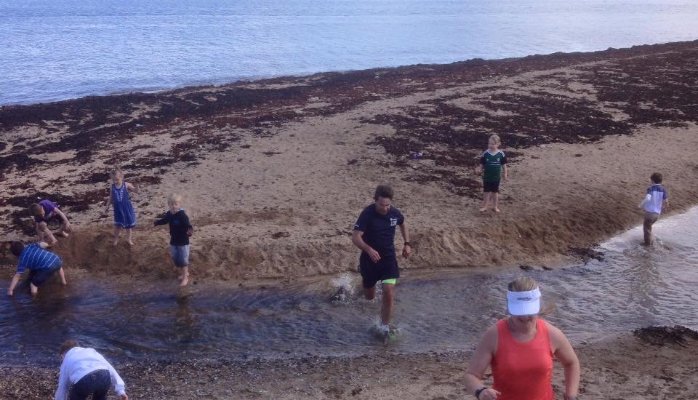 Why did the man run through the river?